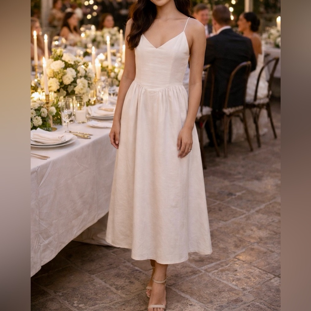 Empire Waist Cotton Linen Dress